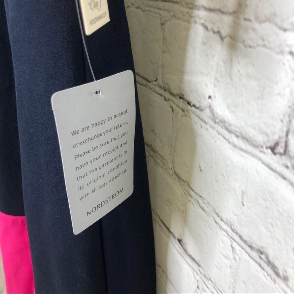 Eliza J Fit & Flare Dress Sleeveless Colorblock Size 4 Navy Blue Pink - Picture 11 of 12